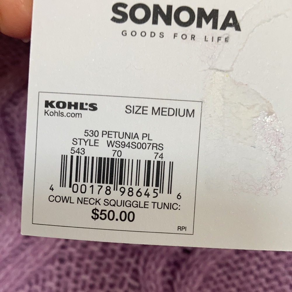 Sonoma sweater cowlneck supersoft tunic lavender casual boho office M - Picture 15 of 17